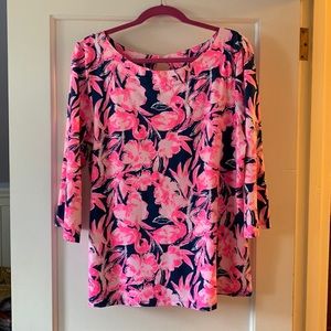 Lilly Pulitzer xl top flamingo print 3/4 sleeves